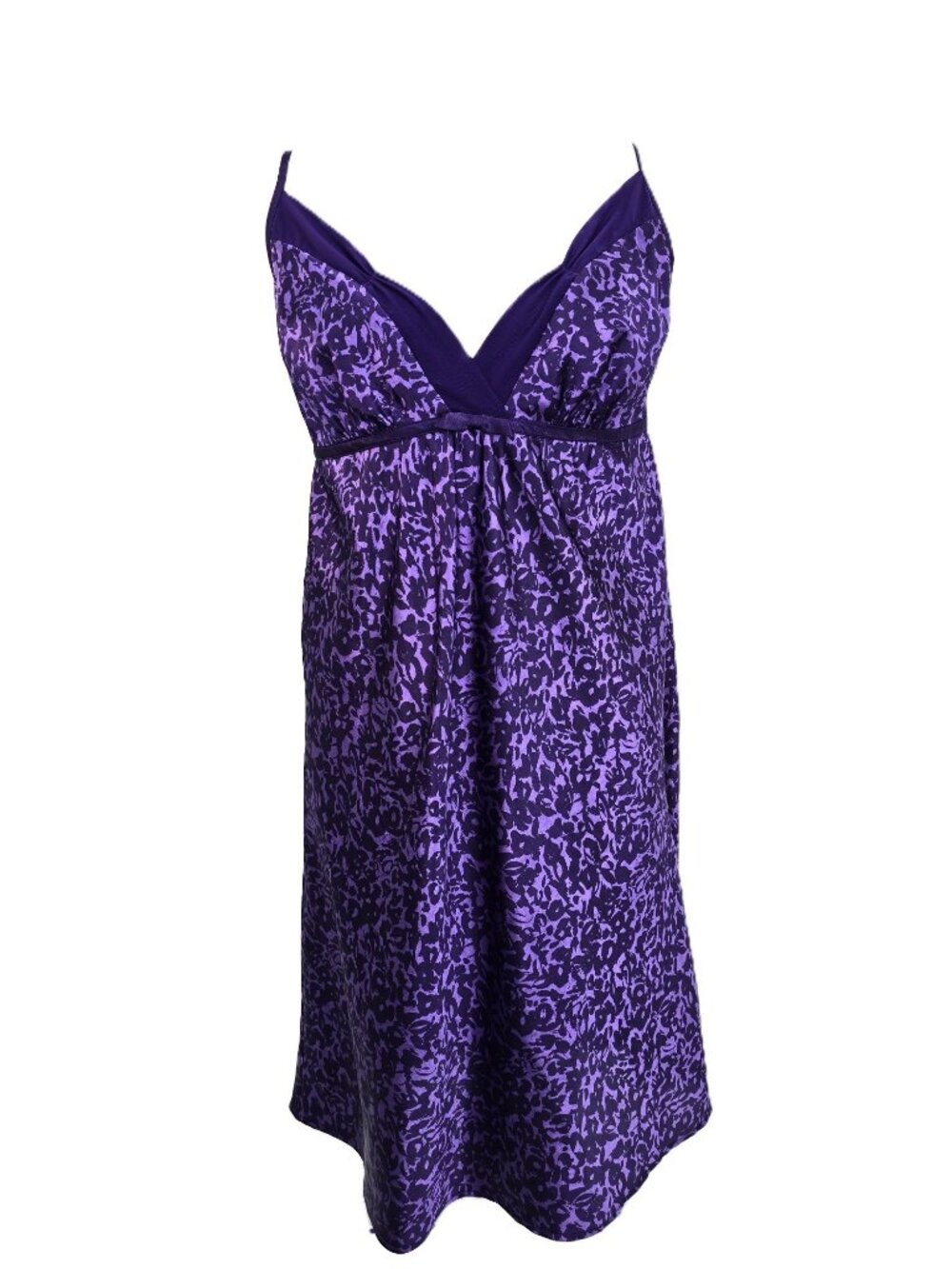 Vintage Y2K Chanteuse Purple Cheetah Print Satin Babydoll SLip Lingerie DRess M